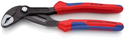 KNIPEX COBRA® клещи переставные, 42 мм (1 1/2"), под ключ 36 мм, 180 мм, серые, 2К ручки - фото 10260