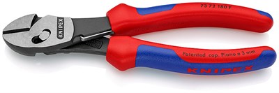 KNIPEX TwinForce® бокорезы, с пружиной, рез: мягкая проволока d 5.5 мм, проволока средней твёрдости d 4.6 мм, твёрдая проволока d 3.2 мм, рояльная струна (HRC 59) d 3 мм, 180 мм, чёрные, 2К ручки - фото 10343