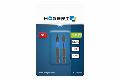 HOEGERT Биты ударные PH0, 50 мм, сталь S2, 2 шт. - фото 18551