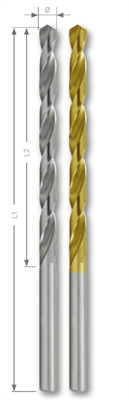 Свёрла спиральные по металлу DIN 340 тип N, HSS-G покрытие TiN - фото 4507
