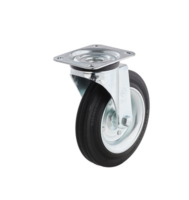 Колесо поворотное промышленное из черной резины Tellure Rota - фото 7089