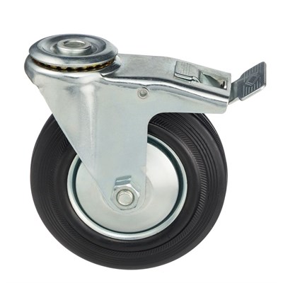 Колесо  поворотное с тормозом с отверстием под болт 12мм Стелла-техник 4005-125 - фото 8404